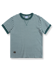 ヘビーウェイトブルーアンドホワイトストライプセーラーショートスリーブTシャツ正面図