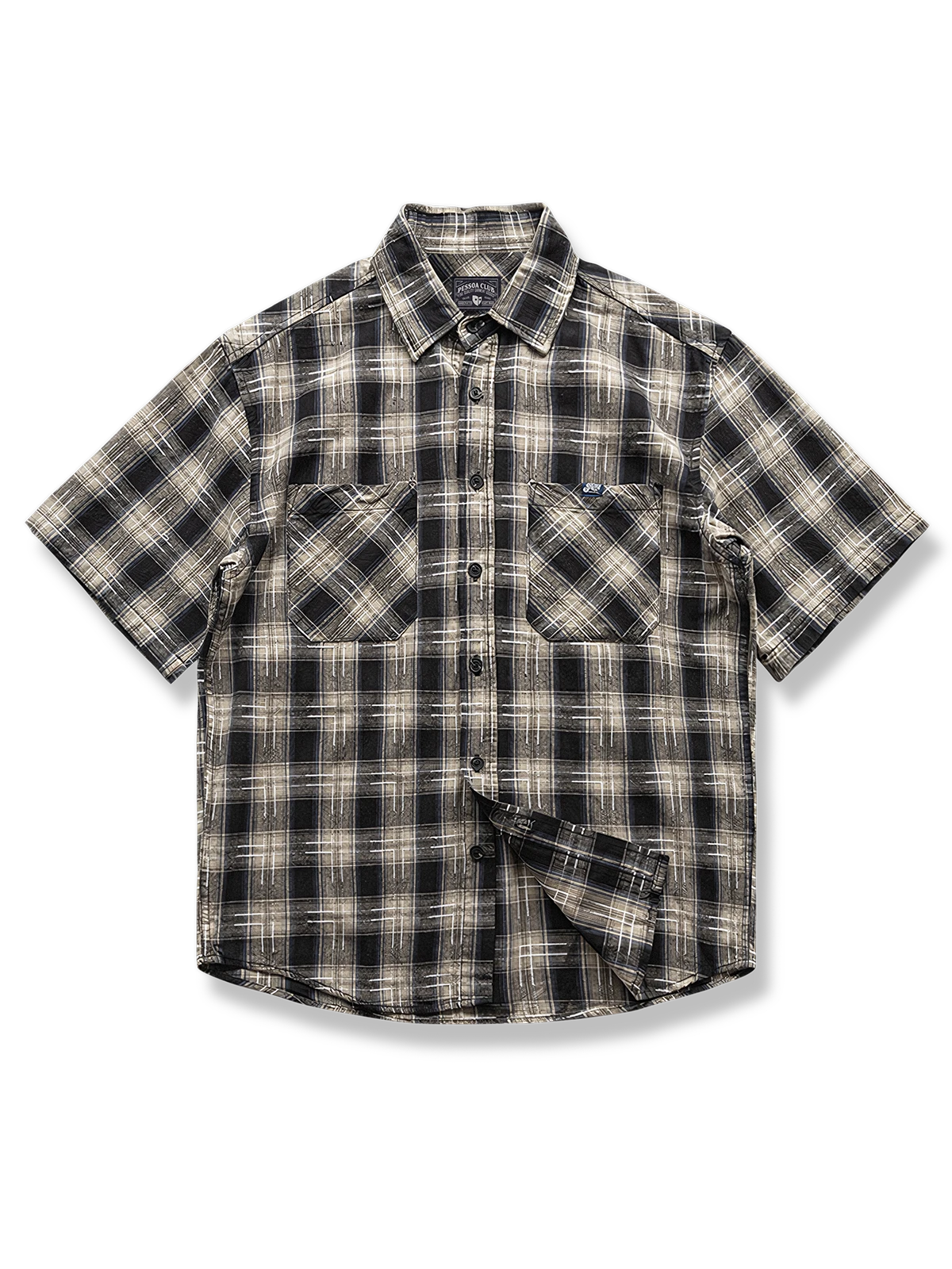 コットン チェック柄 半袖シャツ