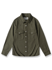 ヘリンボーンエンジニアワークウェア風長袖シャツの全体展示