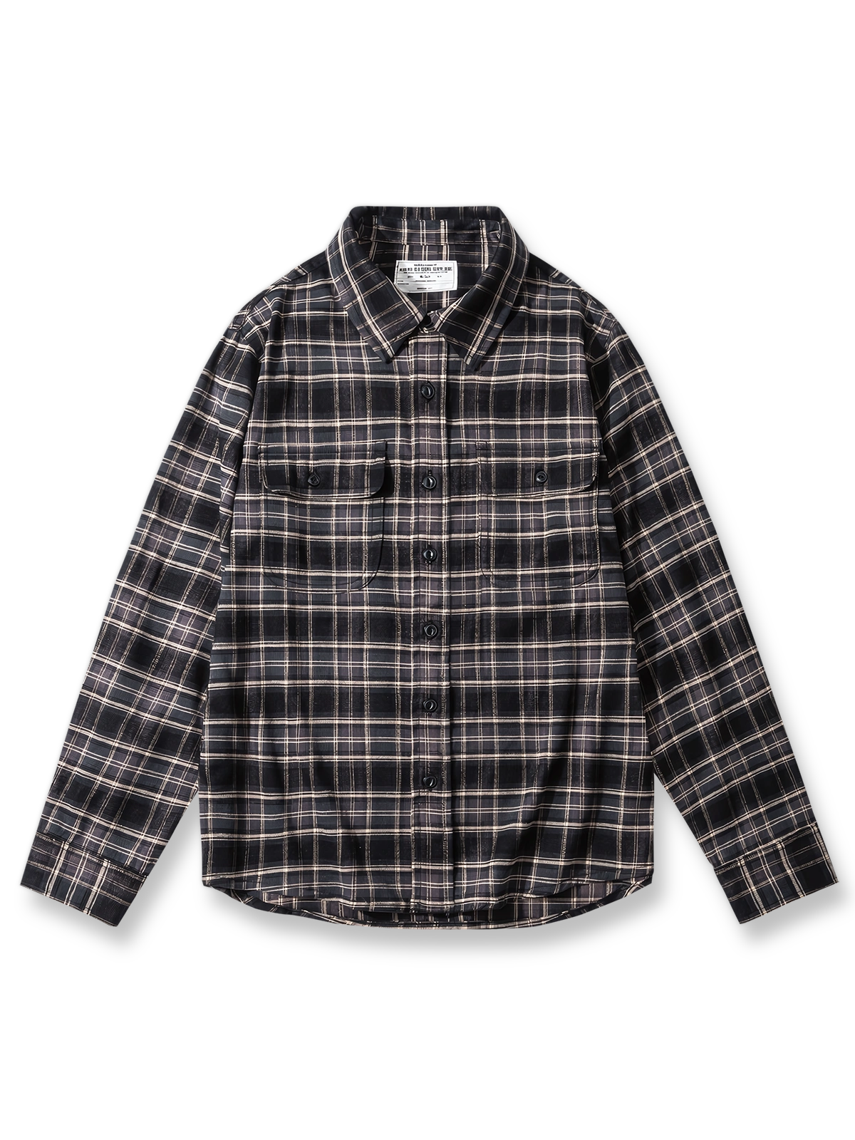  厚手の軽い起毛加工格子柄シャツの全体画像 