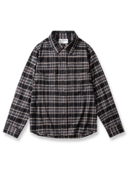  厚手の軽い起毛加工格子柄シャツの全体画像 