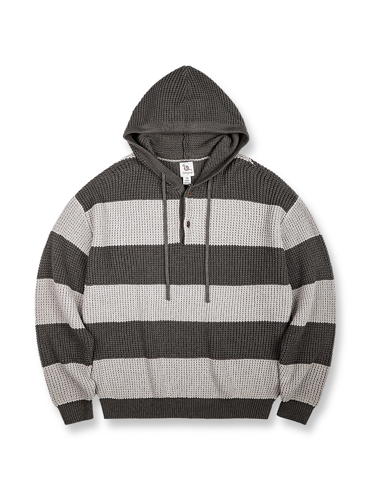 アメリカンカジュアルバイカラーストライプフーデッドニットの画像