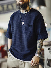 ニット ジャカード ウェーブ柄 Tシャツ