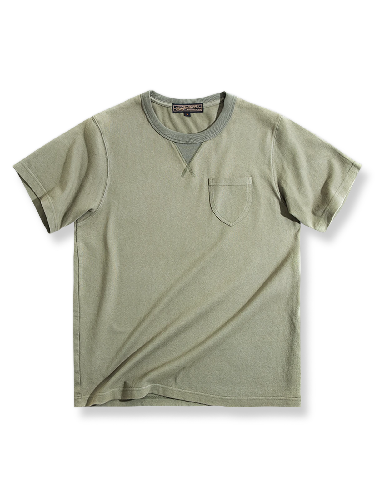 ヴィンテージミリタリーグリーン VネックポケットTシャツ