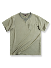 ヴィンテージミリタリーグリーン VネックポケットTシャツ