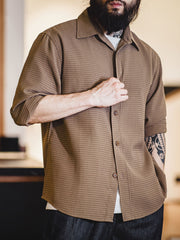 無地２色 ワッフル長袖シャツ