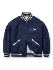 刺繡入りツイードバーシティ 中綿 ジャケット