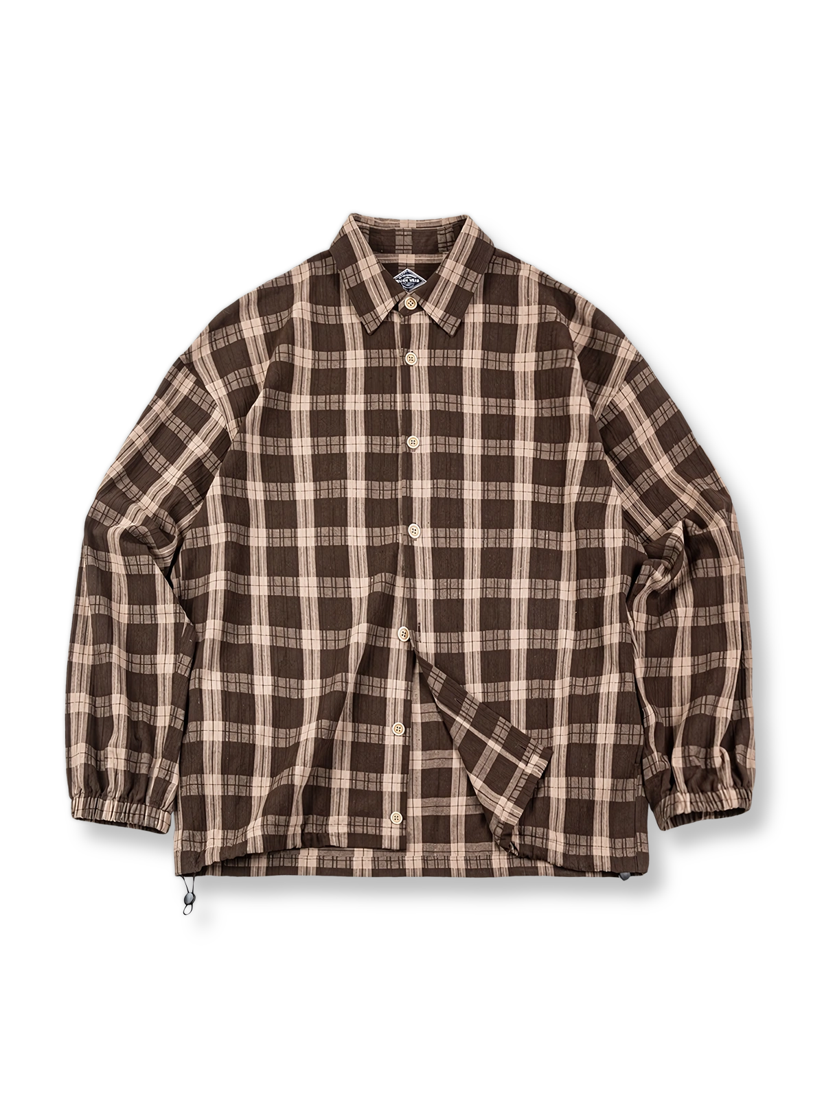 製品画像: ブラウンチェック長袖シャツの正面画像