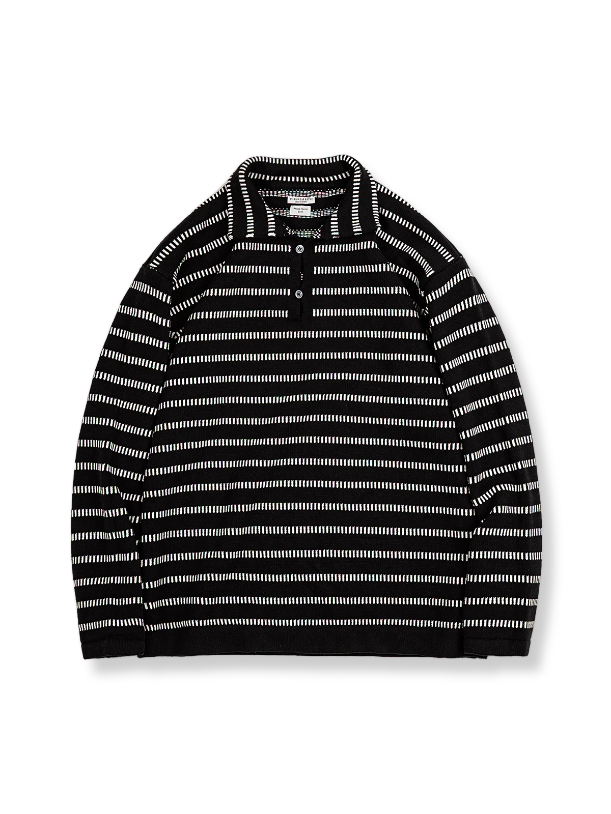 製品画像: ストライプポロカラーセーターの正面図