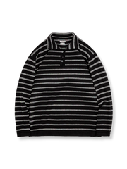 製品画像: ストライプポロカラーセーターの正面図