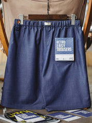 ウエストゴムドローストリングデニムショーツの全景画像