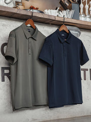 製品画像: アメリカンヴィンテージ半開襟ミリタリースタイルポロシャツの正面展示