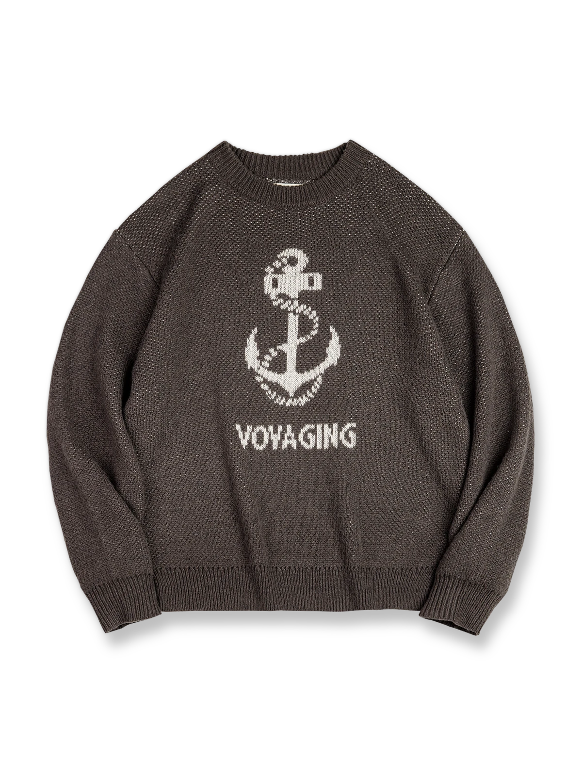 製品画像: ヴィンテージアンカージャカードセーター全体図
詳細画像: アンカーモチーフとジャカード技術のディテール