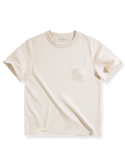 アメリカンスタイル 三重縫い ポケット付きコットンTシャツ