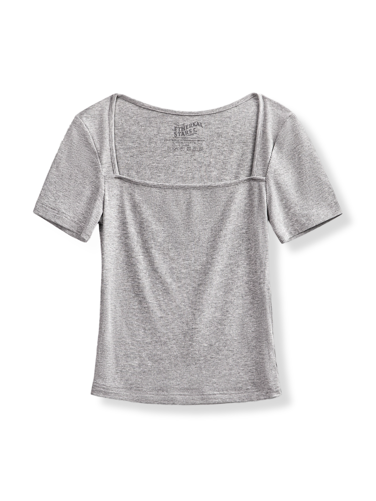 PESSOA CLUBのフレンチレトロスクエアネックニット半袖Tシャツ全体像