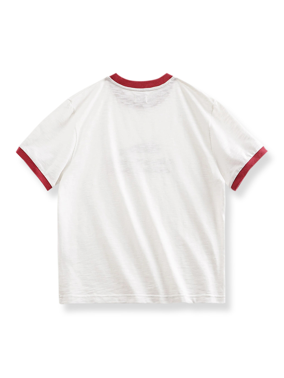 製品画像: イラスト風プリントロゴ半袖Tシャツの反面図