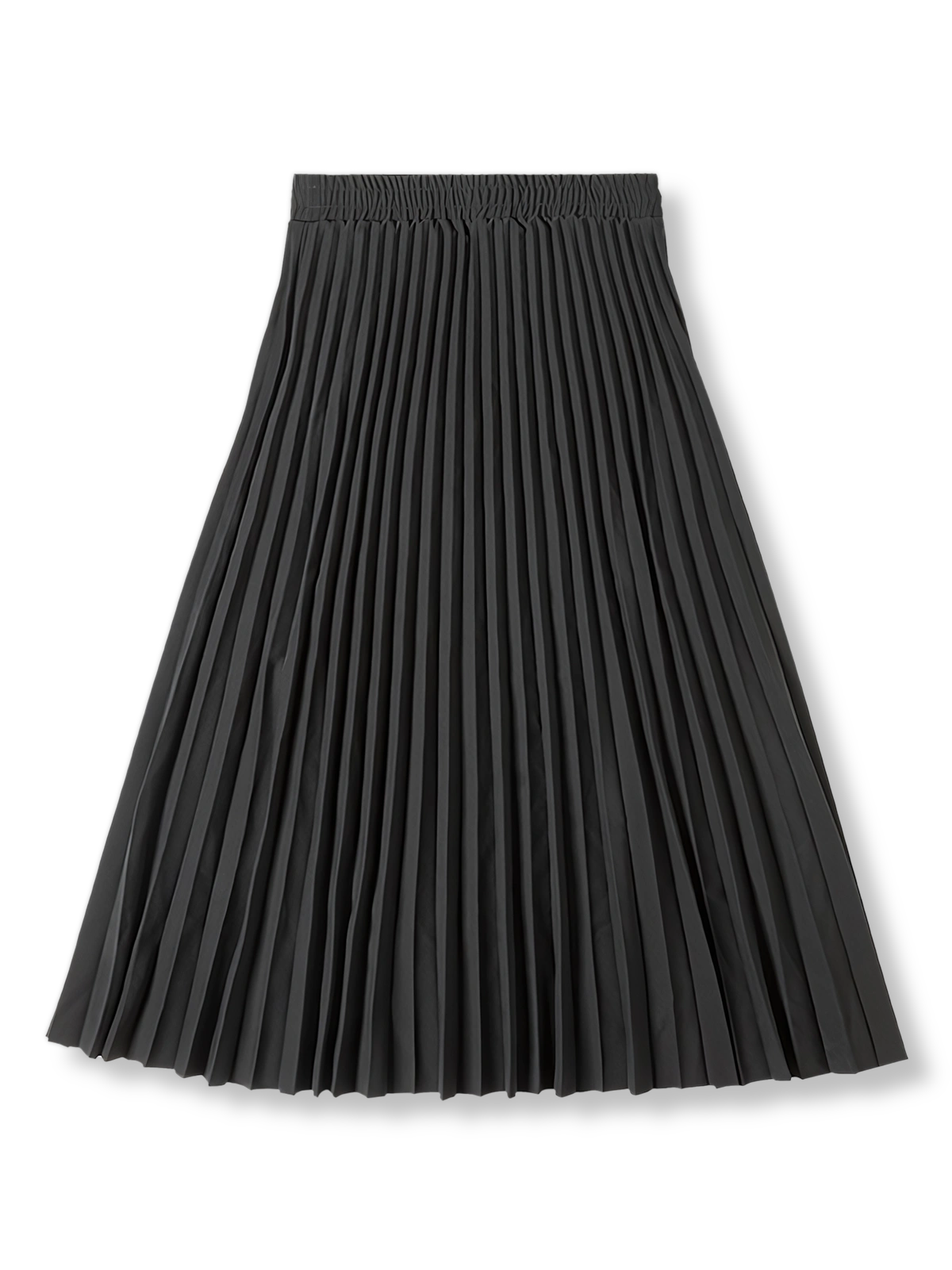 製品画像: ブラックプリーツミモレ丈スカートの正面図