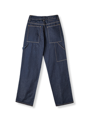 ストレートワークワイドレッグデニムパンツ