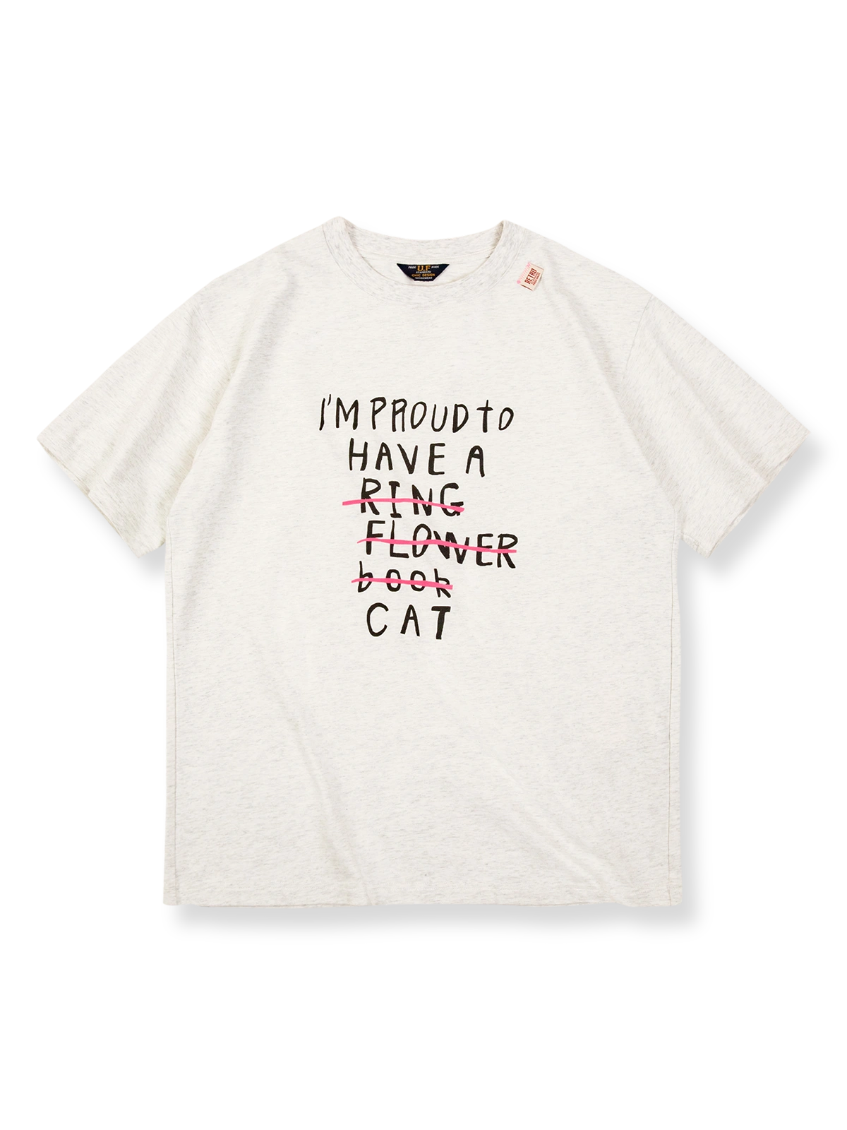 PESSOA CLUBのラウンドネックレタープリントショートスリーブTシャツ正面展示