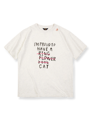 PESSOA CLUBのラウンドネックレタープリントショートスリーブTシャツ正面展示