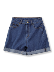 製品画像: デニムロールアップショートパンツの正面図