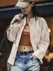 ホワイト ピュアコットン ライトデニムジャケット