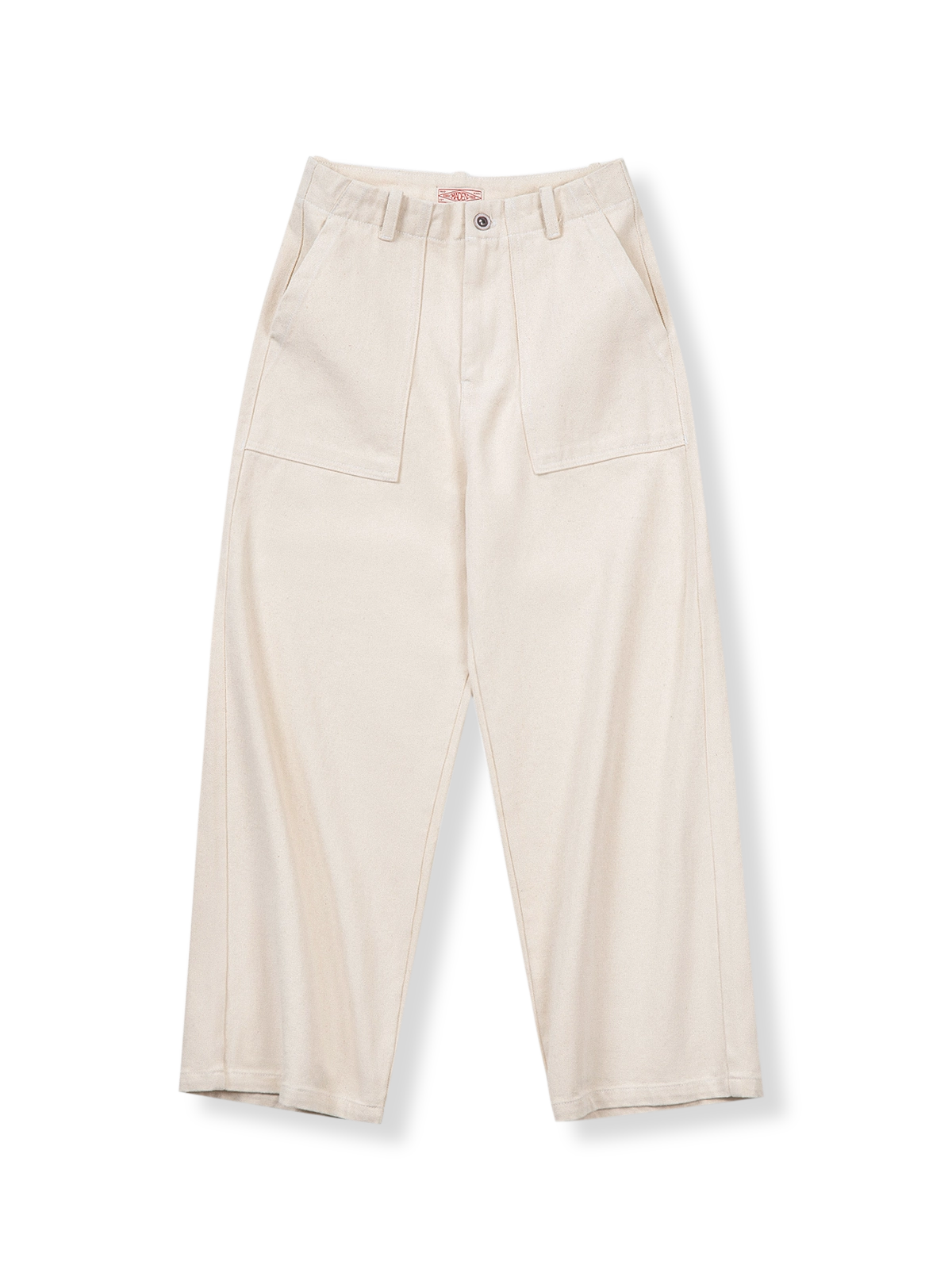 オフホワイト ストレート ナチュラルコットン ワイドパンツ正面展示