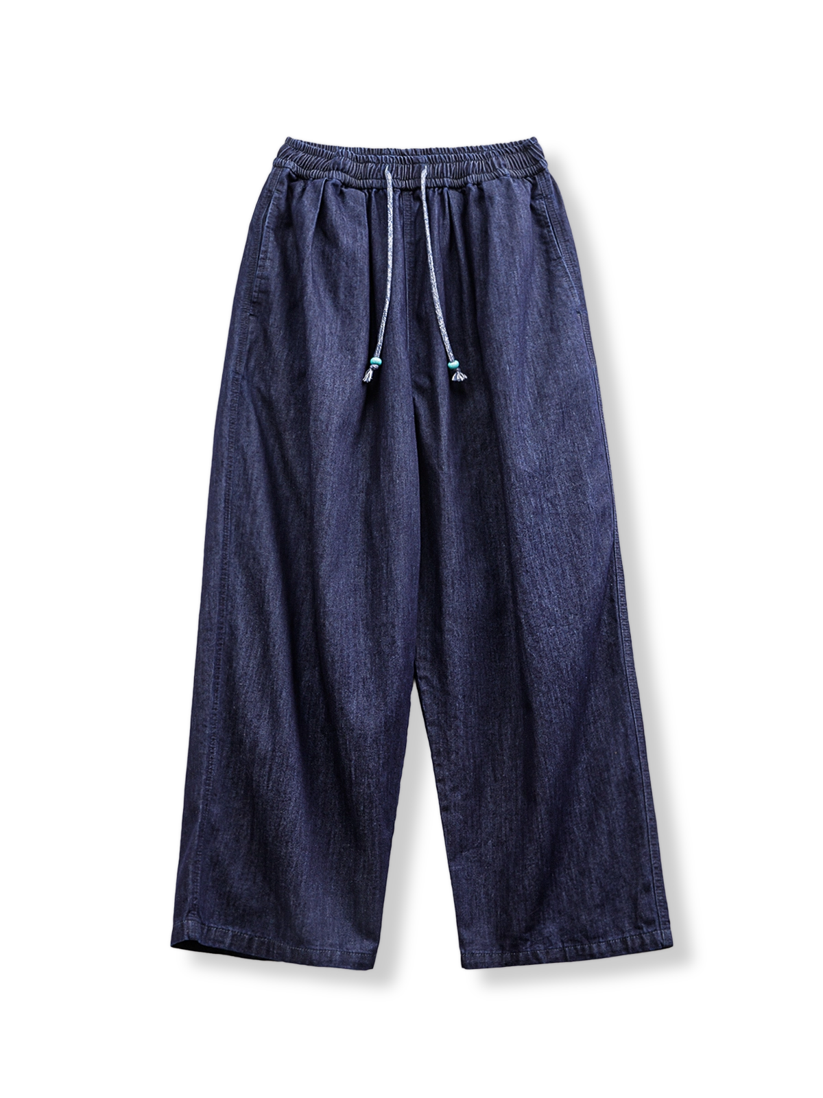 デニムジョガーパンツ ゆったり幅広デザインの正面画像