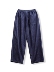 デニムジョガーパンツ ゆったり幅広デザインの正面画像