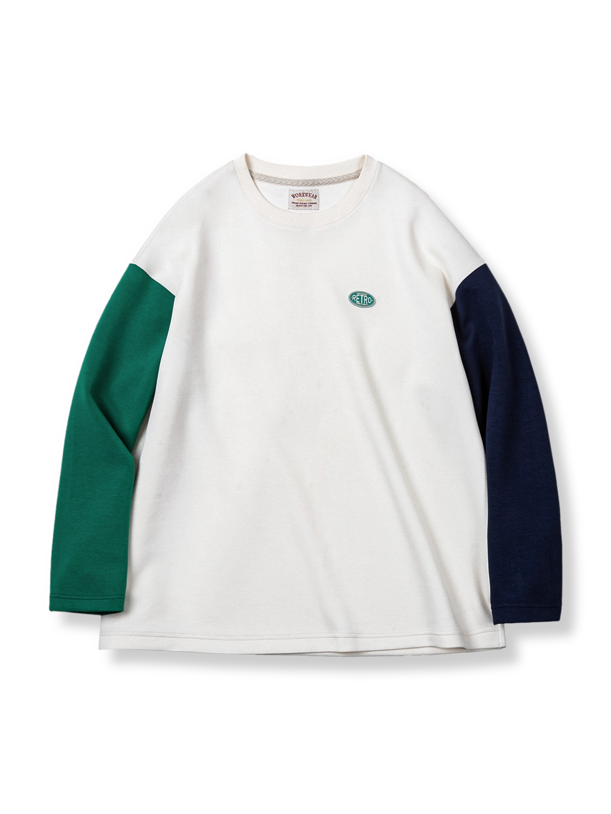 製品画像: アメリカンヴィンテージアカデミースタイルの配色プルオーバースウェットの正面図