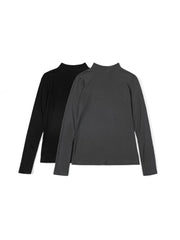 半高領縦縞スリムフィットインナー