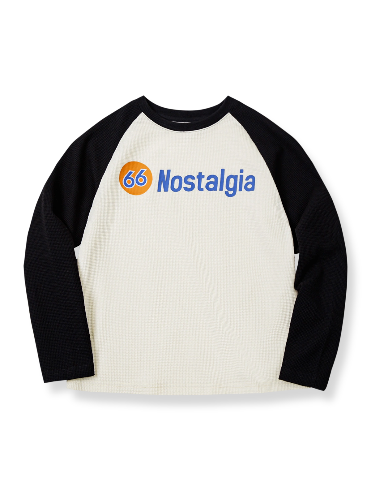 製品画像: アメリカンレトロベーシックワッフル長袖スウェットシャツの正面図