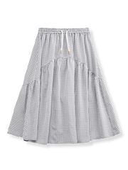 製品画像: ヴィンテージブラック＆ホワイトチェックミディスカート全体図