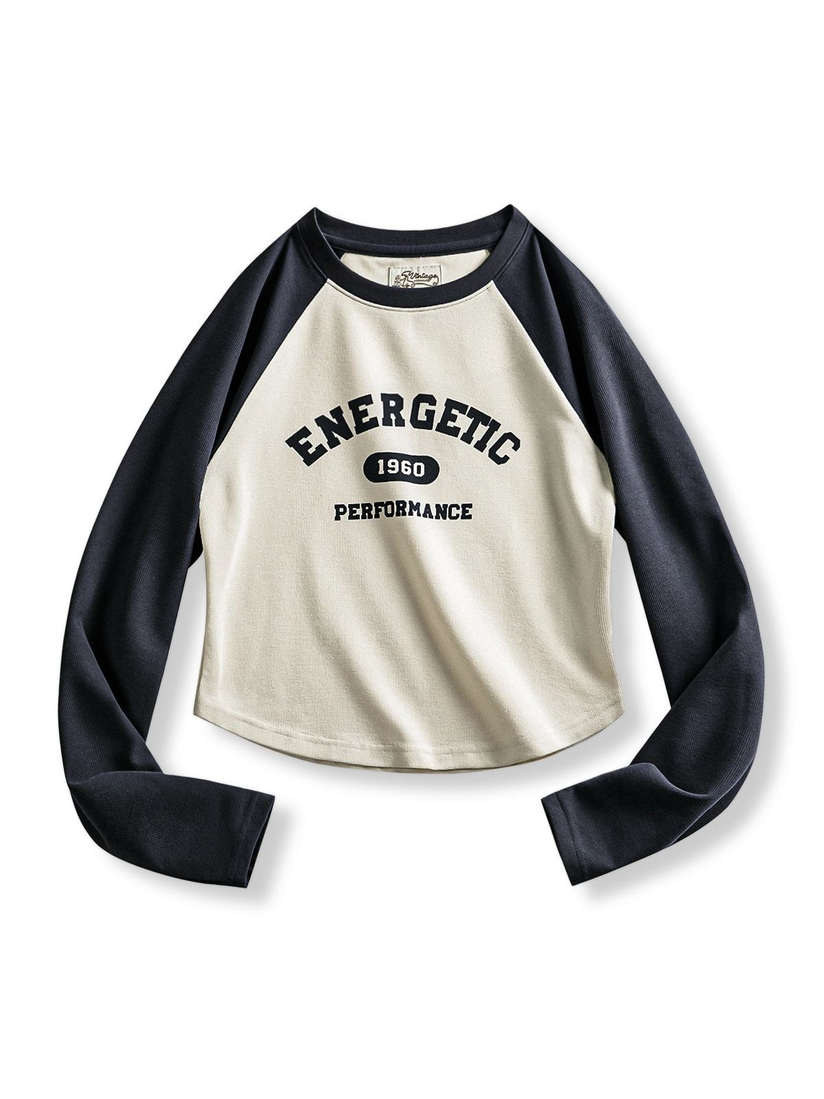 PESSOA CLUB アメリカンヴィンテージベースボールプリントコントラストカラーロングスリーブTシャツ正面展示