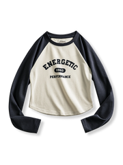 PESSOA CLUB アメリカンヴィンテージベースボールプリントコントラストカラーロングスリーブTシャツ正面展示