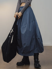 ディープミストブルー・バルーンランタンロングスカート