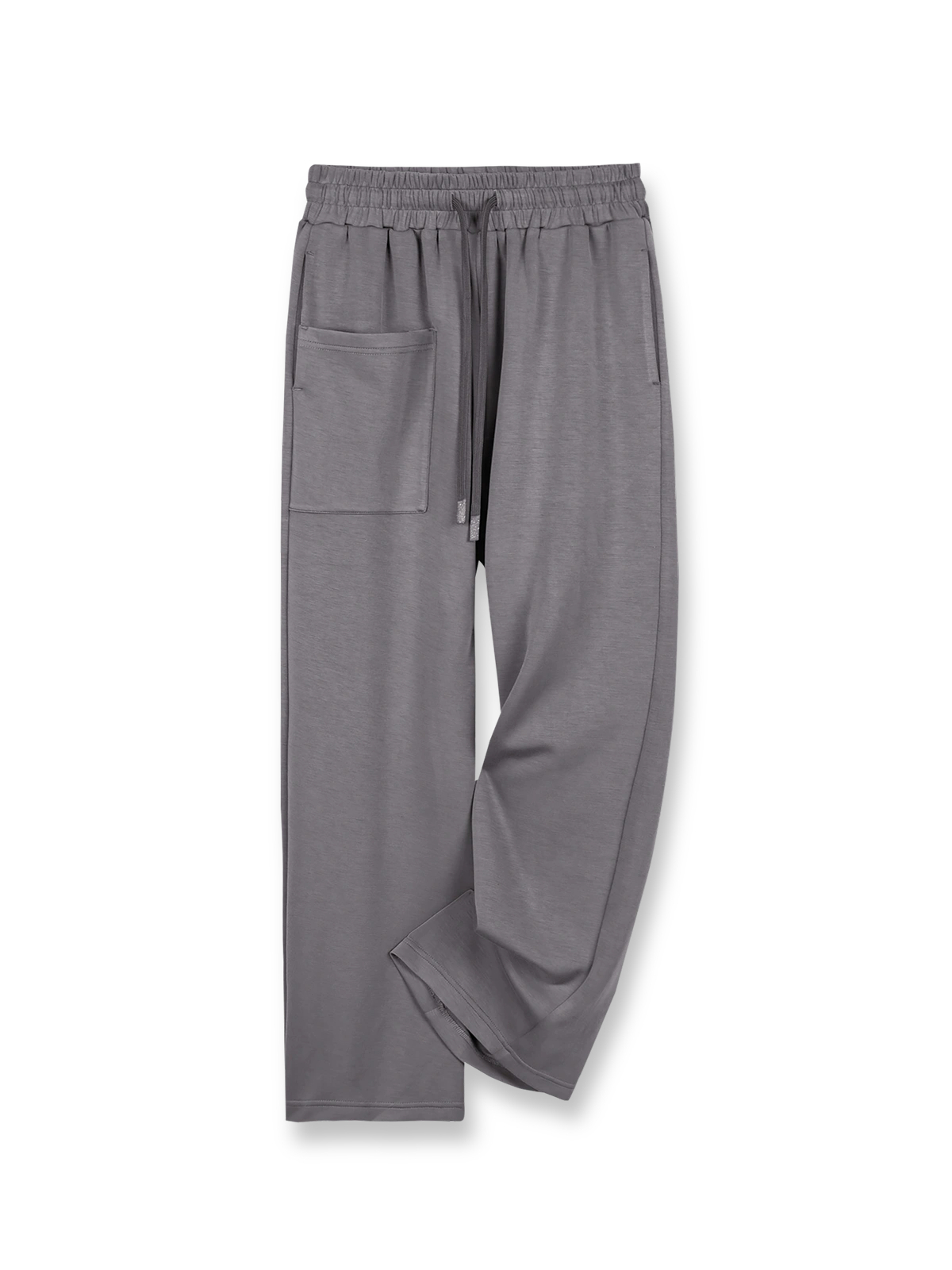 製品画像: ダークグレーハイウエストワイドレッグスウェットパンツの正面図