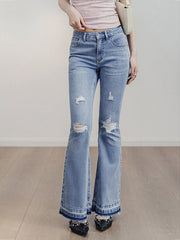 ダメージ ライト デニムフレアパンツ