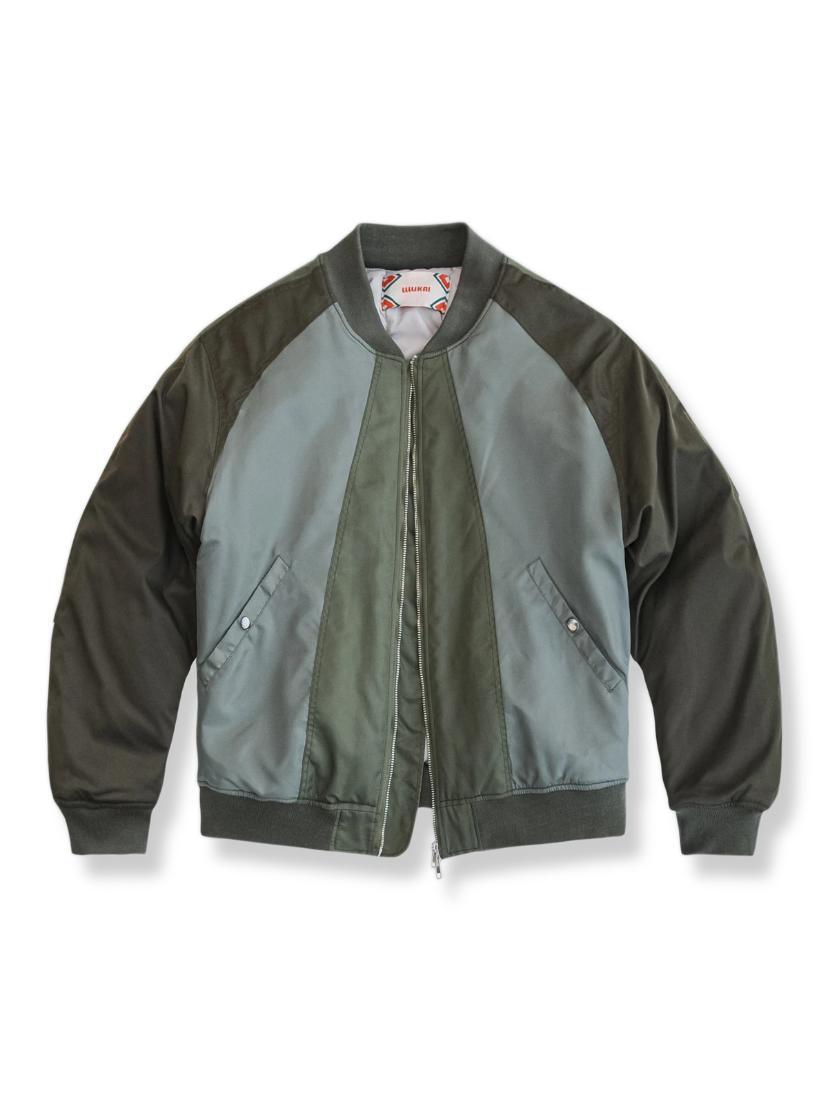 カラーブロック配色中綿ボンバージャケット