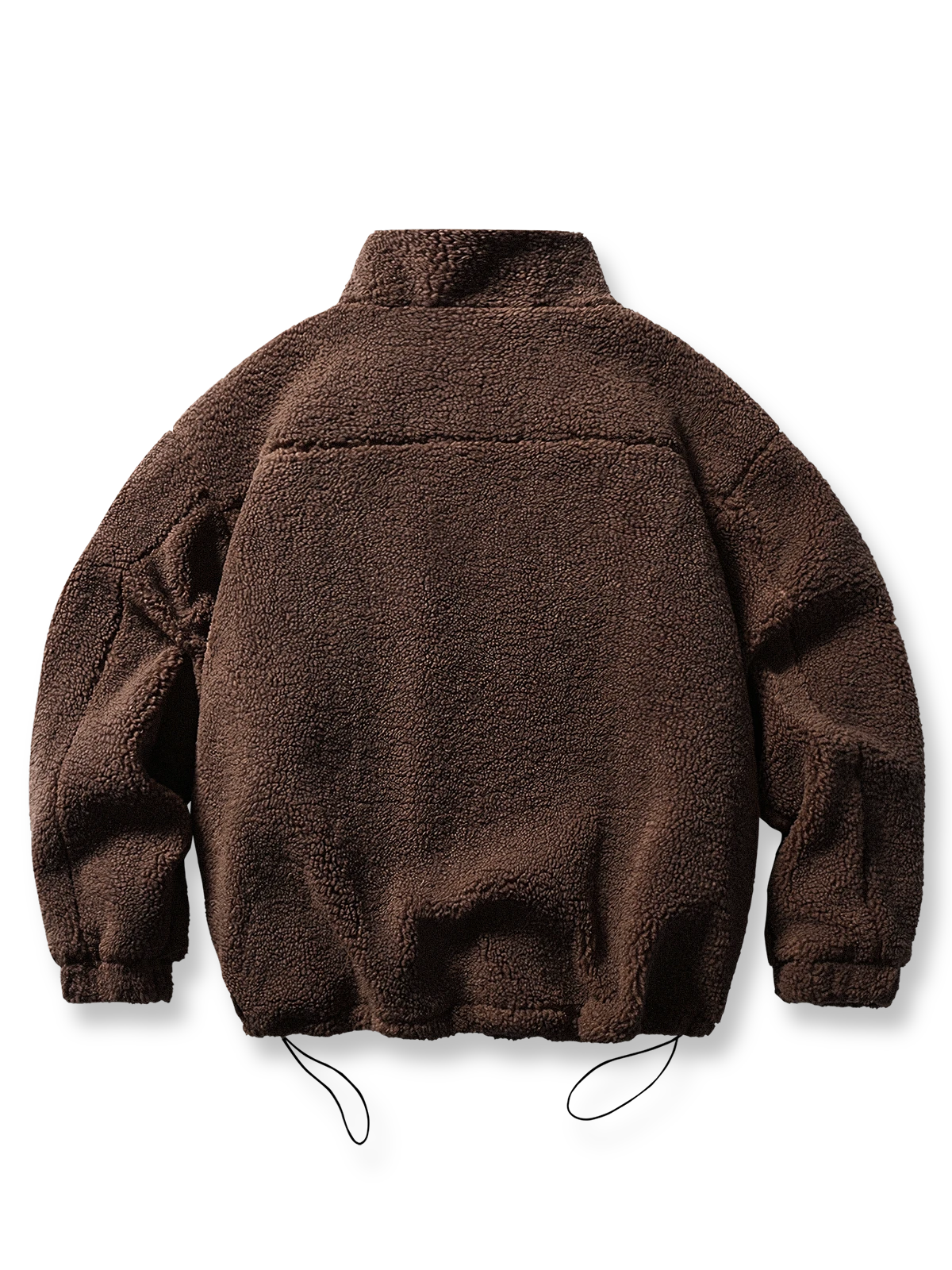 製品画像
「レトロフリース スタンドカラージャケット全体像。厚手フリース素材とスタンドカラーデザインが特徴で、快適さと暖かさを兼ね備えたルーズフィットジャケット」

詳細画像
「フリーススタンドカラージャケットの刺繍デザインとドローコード付き裾の調整可能なディテール。レトロなデザインと実用性を融合」