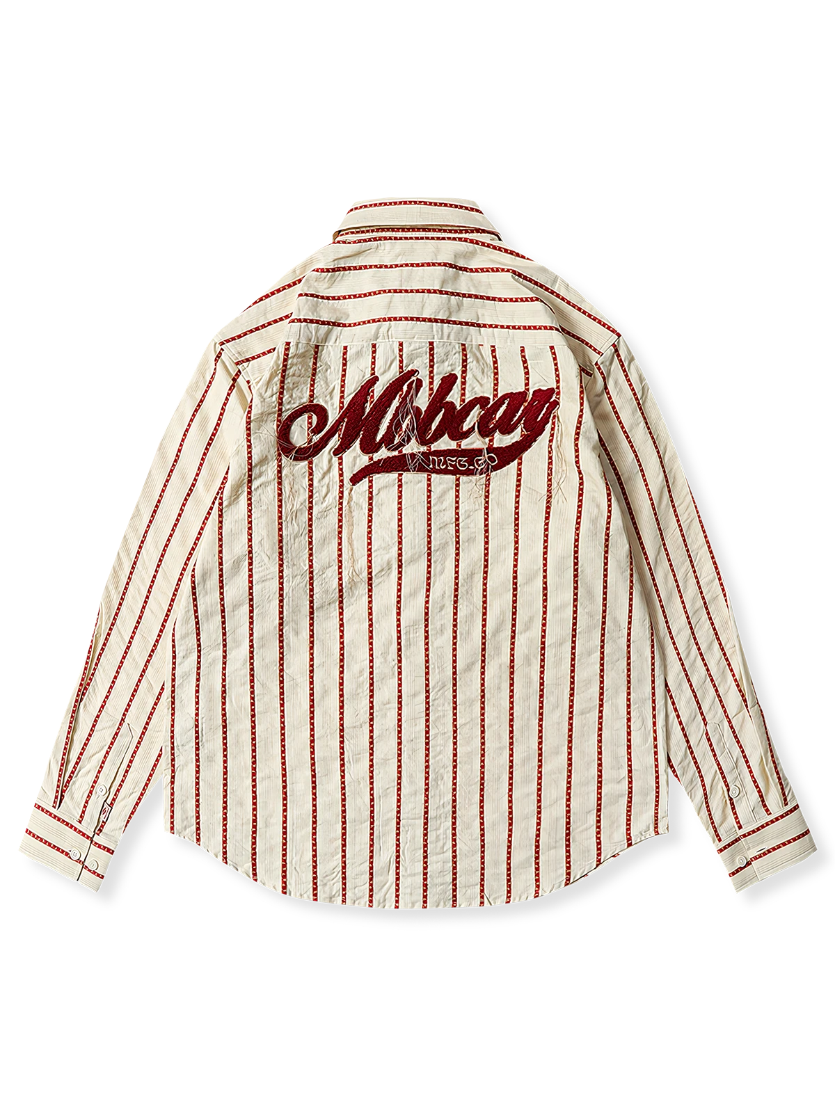 コットン 刺繍入り ストライプシャツ