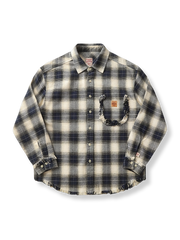 暖かみブラッシュドチェックコットンシャツ アメリカンモダンスタイル