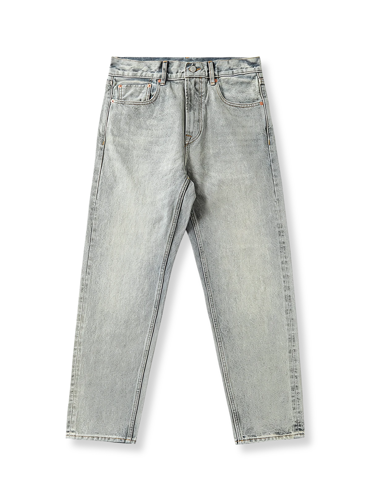 ウォッシュ加工 テーパード デニムパンツ