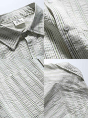 ストライプ柄 折り襟シャツ