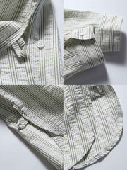 ストライプ柄 折り襟シャツ