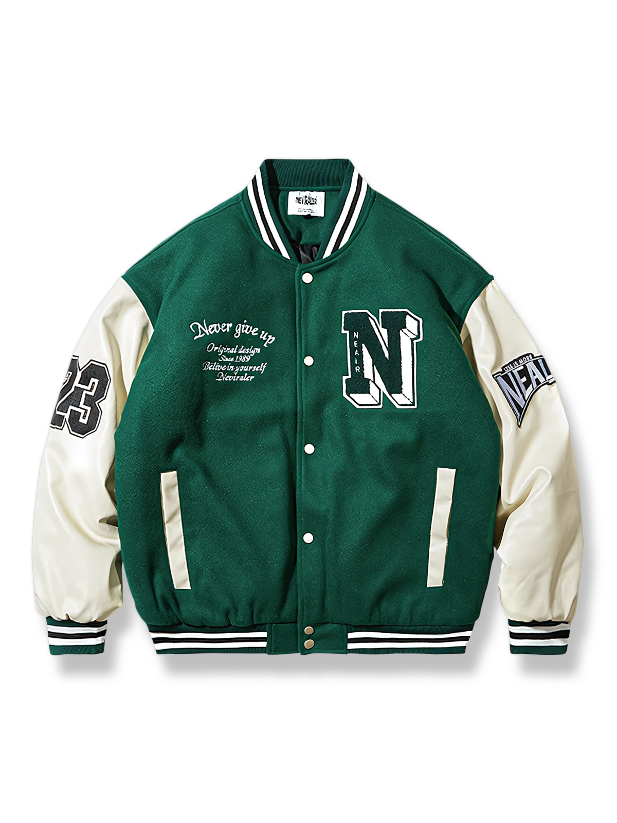 英字プリント 中綿ベースボールジャケット