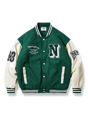 英字プリント 中綿ベースボールジャケット