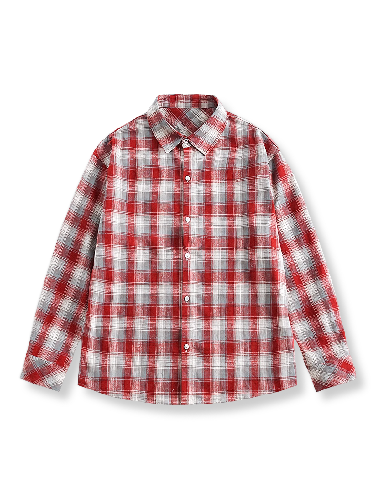 カラーブロック チェック柄シャツ