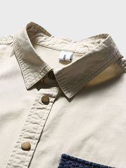 裾処理 カラーブロックポケットシャツ