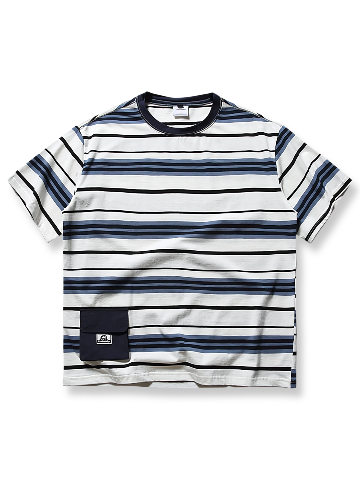 立体ポケット付きストライプ 半袖Tシャツ